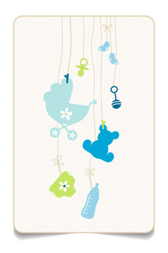 Gift Card Hanging Baby Symbols Boy Retro Dots
