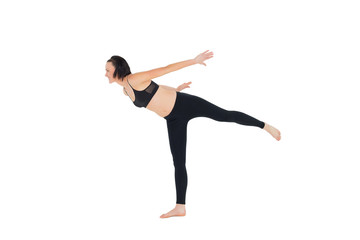 Fototapeta na wymiar Side view of a sporty woman stretching