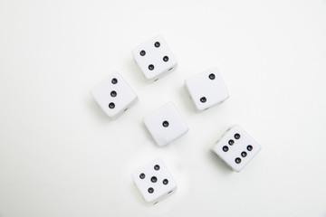 dices on a white background