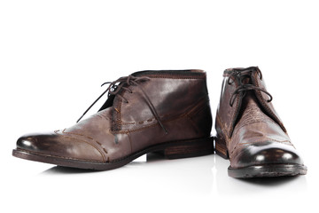 man's shoes isolated on white background.  Male fashion with sho