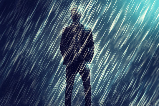 Mysterious Man in the Rain