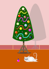 Decoración navideña y gatos