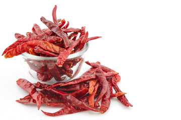 Dried red chili isolated on white background