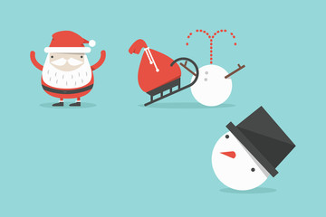 Funny Santa and snowman