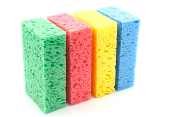 colourful sponge isolated on white background