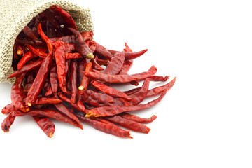 Dried red chili isolated on white background