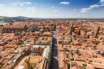 Fototapeta na wymiar aerial view from Asinelli tower in Bologna, Italy