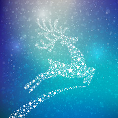 stars reindeer fly colorful background