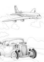 Machines - artistic coloring page - cartoon style