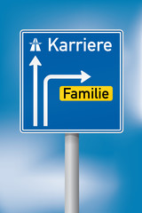 Richtungsschild Karriere oder Familie