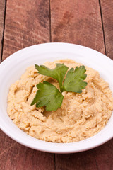 a bowl of hummus