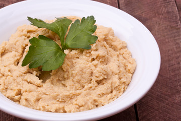 a bowl of hummus