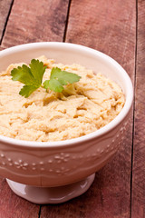 a bowl of hummus