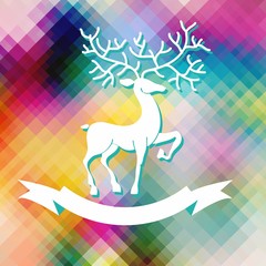 Abstract color Xmas Background with deer