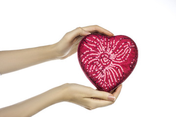 Obraz premium Time gifts - gift box in hand girls Stock Photo: