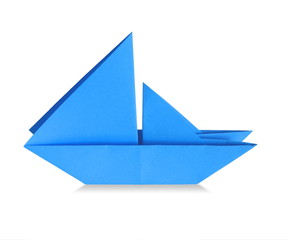 blue origami sailboat