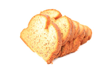 Sliced bread over white background