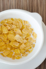 top view corn flake in bowl