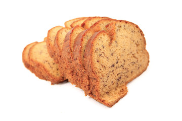 Sliced bread over white background