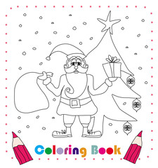 funny Santa Claus Christmas Character, coloring book