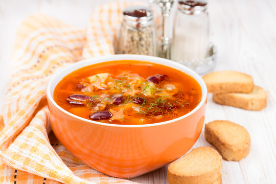 Soup with red beans and carrots