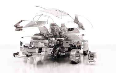 Auto Trasparente, Componenti, progetto 3d, tuning, motori