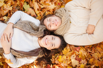 romantic couple in the autumn park