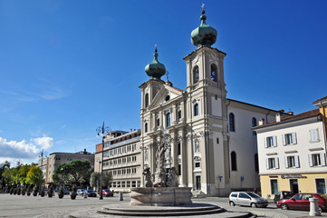 Gorizia, Piazza della Vittoria chiesa di sant'Ignazio - obrazy, fototapety, plakaty