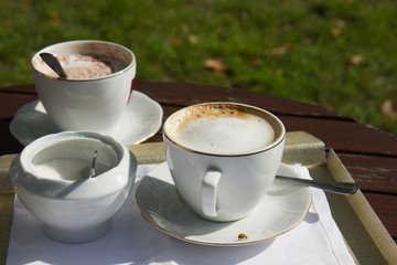 coffee and chocolate in the garden