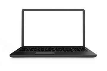 Black laptop with white screen