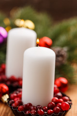 Christmas decorations with a candles