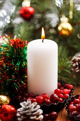 Christmas decorations with a candles