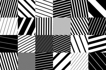 geometric background with black and white striped squares
