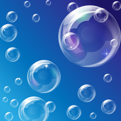 EPS10 vector Soap bubbles on a blue background