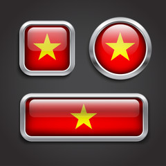 Vietnam  flag glass buttons