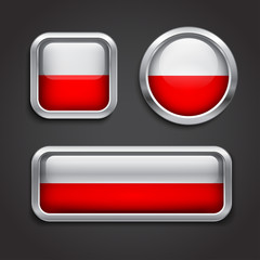 Poland  flag glass buttons