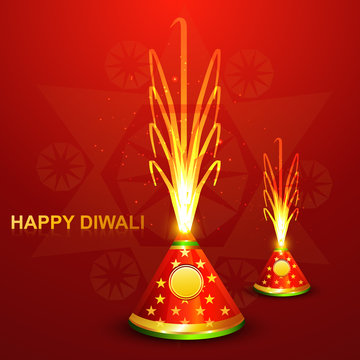 Beautiful diwali crackers hindu festival bright colorful vector