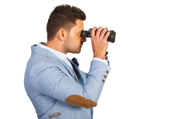 Executive looking through binocular