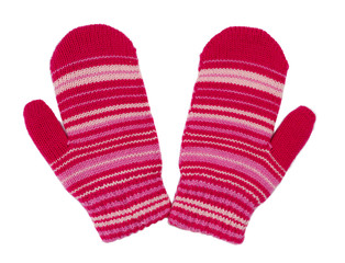 pair of red striped mittens