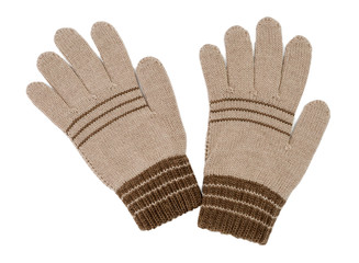 pair of beige gloves