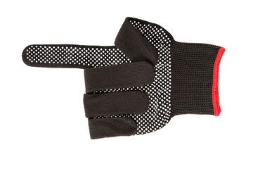 Black work glove isolated on white background.