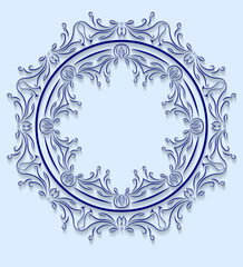 Blue circle design in cut of paper style. Vector illustration.