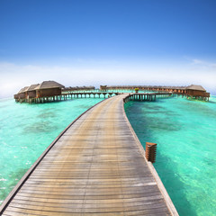 Obraz na płótnie Canvas beautiful water villa on the sea. maldives