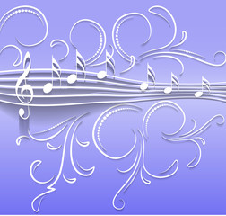 Music note background in cut of paper style.