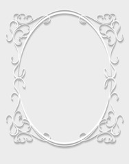 Paper oval frame in cut of paper style