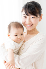 young asian mother and baby