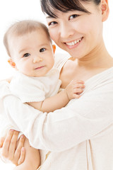 young asian mother and baby