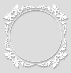 Paper oval frame in cut of paper style