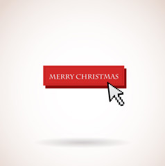red merry christmas button with computer arrow