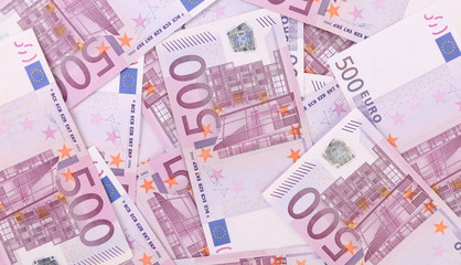 Close up of five hundred bills.